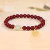 Pulsera de bendición de arena púrpura dorada de alto y bajo contenido de 6-8 mm de cinabrio rojo natural para mujer, imitación de cinabrio, cuenta de barril de jade Hetian