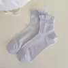 Calcetines de Malla de Verano para Mujer Calcetines Holgados Finos de Media Caña Sin Costuras Color Sólido Blanco Versátiles Calcetines de Algodón de Media Longitud