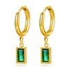 Pendientes Retro Europeos y Americanos Transfronterizos Simples de Acero Inoxidable Liso de 8 mm Versátiles con Incrustaciones de Diamante Pendientes de Oro de 18 quilates Venta al por Mayor Venta Caliente para Mujeres