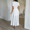 Vestido Largo de Manga Corta con Botones Estilo Simple y Elegante Europeo y Americano Diyun Ropa para Mujer Otoño e Invierno 2025 Sitio Independiente de Amazon
