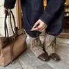 Nuevas botas de plataforma de pierna ancha con cordones estilo francés para otoño e invierno, botines de moda versátiles de suela plana para mujer