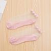 Primavera y verano nuevo calcetines de tarjeta de perlas transparentes niñas dulces calcetines cortos japoneses cara fondo antideslizante calcetines de fábrica