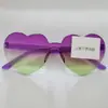 Gafas de sol sin montura en forma de corazón de color gelatina, Gafas de una sola pieza en forma de corazón, Colores deslumbrantes, Estilo transfronterizo