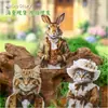 Série Conto de Fadas Retrostory Animais Cartoon Criativos Gato e Coelho Pacote de Material Decorativo Base Colagem Manual Adesivos