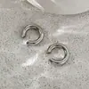 Joias Transfronteiriças Europeias e Americanas, Presilhas de Orelha Geométricas Simples em Forma de C de Aço Inoxidável, Brincos de Argola Dupla Camada 18K Galvanizados a Vácuo