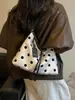 Bolsa Feminina Fashion 2026 Nova Versátil Estampa de Bolinhas Tote Bag Grande Capacidade Nicho Casual Ombro Transversal Bolsa Tendência