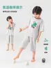 Conjunto de Ropa de Casa de Lyocell para Niños de Duoduo, Pijama de Verano con Estampado de Dinosaurios para Niños de Manga Corta, Suave Conjunto de Dos Piezas