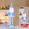 Nova Boneca de Natal em Pé Retrátil Velho de Listras Natalinas Boneco de Neve Boneca de Pernas Longas Decoração de Janela de Hotel