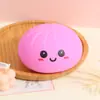 Brinquedo Squishy de Bolinho Fofo com Glitter, Brinquedo Realista de Pão para Alívio de Estresse, Bola Anti-Estresse de Rebound Lento com Rosto Sorridente de Desenho Animado
