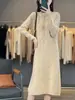 Nuevo Vestido de Punto de Lana para Mujer Otoño e Invierno Nuevo Suéter Base de Punto Retorcido Vestido Suéter Corte Holgado