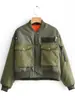 Venta al por mayor transfronteriza otoño 2022 nuevo simple casual europeo y americano verde militar chaqueta de vuelo abrigo corto acolchado de algodón para mujer