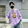 Camiseta de manga comprida para meninos, roupa infantil de primavera e outono, novo modelo 2026, camiseta base 100% algodão puro, top moderno para crianças mais velhas