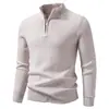 Suéter de malha masculino com zíper parcial, novo para outono e inverno, uma camada base casual estilosa e quente para jovens.