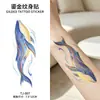 Pegatinas de tatuaje de lámina dorada con nueva tecnología de estampado en caliente, duraderas e impermeables, con diseños de peces koi, ballena, pavo real, diseños asiáticos elegantes y vintage para los brazos de hombres y mujeres