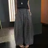 Pantalones casuales de cuadros plisados estilo retro americano, nueva colección de otoño, diseño único, versátiles, con cordón, pantalones de pierna ancha de corte holgado para mujer