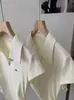 Camiseta de Manga Corta con Cuello Polo Omalai para Mujer Primavera y Verano Nuevo Estilo Plisada Cintura Ajustada Top Corto 5978