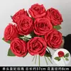 Rosas de Creme Simuladas de 3 Cabeças, Decoração de Fundo para Casamento, Arranjo de Flores para Guia de Estrada, Flores de Seda Estilo Europeu para Casamento, Flores Artificiais