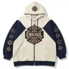 Sudadera cárdigan bordada de retazos bicolor, sudadera con cremallera y parche de estrella estilo americano, sudadera con capucha para hombre de marca de moda urbana