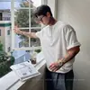 Camiseta de Manga Curta com Gola Henry Estilo Old Money para Homens, Camiseta Respirável Listrada Texturizada de Verão, Top Cleanfit de Meia Manga