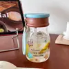 Vaso de Vidrio Retro con Forma de Estrella Taza de Agua Portátil con Asa Alto Valor Estético Estilo Ins Taza de Verano Venta al por Mayor