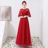 Vestido de Noche Largo Adelgazante Estilo Nuevo Verano 2026 para Novias, Cubriendo el Vientre, Adecuado para Mujeres Embarazadas, Color Rojo