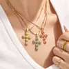 Collar con Cadena para Clavícula Cruz de Acero Inoxidable Chapado en Oro, Corazón de Amor Retro Europeo Micro-Pavimentado con Circonita, Accesorios de Lujo Ligero y Acabado de Alta Gama