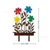 Bestseller transfronteiriço Temu: Estaca de jardim com flor colorida de metal, artesanato em ferro forjado para decoração de quintal externo e gramado
