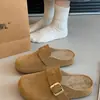 Meias-pantufas de Outono Estilo Birkenstock para Mulheres, Novo Modelo 2025, Para Uso Externo, Biqueira Meio Coberta, Sapatos Birkenstock de Solado Grosso Estilo Francês