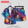 Camisa de Flores Hawaianas Traje de Playa Verano Delgado Sanya Viaje Pareja Hombre y Mujer Talla Grande Pantalones Casuales Sueltos