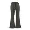 Calça casual de rua americana de cintura baixa com cordão para mulheres, corte justo, levanta bumbum, modeladora, com cadarço, calça longa casual