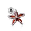 Pendientes de Zirconia Incrustada en Cobre 20g Dientes Exteriores Estrella de Mar Cangrejo Animal Personalizado Clavo para Cartílago de la Oreja Varilla Fina de Acero Inoxidable Pendientes Roscados
