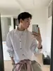 Camisa de manga larga a rayas con bloques de color estilo minimalista americano 2025 para hombres y mujeres, con un diseño de alta gama, corte holgado, versátil camisa tipo cárdigan
