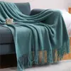 Manta de Punto Acrílico de Color Sólido 2026 Chal para Aire Acondicionado de Dormitorio Manta para Siesta Manta Decorativa Casual para el Pie de la Cama