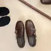 Sapatos de Couro Florais Barrocos Estilo Britânico Retrô para Mulheres, Novos Mocassins Brogue Primavera e Outono 2026 com Aumento de Altura Oculto