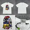 Camiseta de Manga Corta de Moda de Tres Marcas, Colaboración Bape, Diseño Unisex de Cabeza de Mono, Camiseta de Manga Corta Suelta de Gama Alta