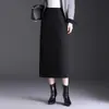 Nueva Moda Falda Midi Recta Cálida Versátil para Mujer 2026 Invierno Estilo Coreano Cintura Alta Adelgazante Ceñida a la Cadera Longitud Media Falda de Moda