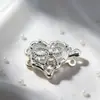 Color Oro 18K Conservación del Color Broche de Doble Fila Corazón de Zircón Conector para Collar y Pulsera Accesorios de Joyería DIY de Alta Gama Venta al por Mayor