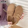 Zapatos Birkenstock de cuero genuino de suela plana de cobertura total para mujer, nuevo modelo de otoño 2026, mocasines de suela blanda, zapatos de un solo uso deslip-on de doble uso