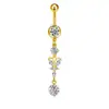 Moda Europea y Americana Venta al por mayor Transfronteriza Acero Inoxidable Circón Incrustado Flor de Marquesa Colgante Joyería Sencilla para Perforación Anillo para Ombligo