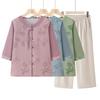 Nova Camisa de Verão de Estilo Chinês para Mamãe, Novos Tops de Meia Manga para Mulheres de Meia Idade e Idosas, Terno para Vovó e Senhora