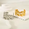 Producto Transfronterizo Más Vendido en Europa y América: Pulsera de Acero Inoxidable Hoja de Ginkgo con Acabado Chapado en Oro, Electrochapado en Oro Real de 18K, Pulsera Abierta que No se Desvanece