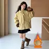 Chaqueta de Niña Forrada de Piel 2026 Nuevo Estilo Más Terciopelo Engrosado Abrigo Infantil Top Elegante Chaqueta de Invierno para Niña