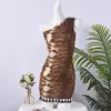 32772 Comércio Exterior Europeu e Americano Moda Feminina Moda Transfronteiriça Novo Produto Estampa de Tigre Retrô Vestido Sexy de Um Ombro Costas Nuas com Franjas