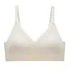 Sujetador de Encaje de Espiga de Trigo Sin Costuras para Mujer, Estilo Delgado de Verano, Sin Aros, Tirantes Finos, Realce para Pecho Pequeño, Anti-Caída, Sujetador de Espalda Bonita