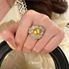 Anillo Abierto de Flor de Perla de Circonita, Anillo de Dedo Índice con Diseño de Nicho, Joyería de Mano Simple y de Moda para Mujeres