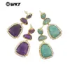Me109 Lujo Accesible de Gama Alta Amatista Lapislázuli Multicolor Doble Gema Diseño Pavimentado con Circonitas Aretes de Joyería para Mujer