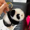 Pelúcia de Imitação de Vison Pequeno Panda Chaveiro de Carro Acessórios para Bolsa Pingente Fofo de Pelúcia Joia Pequena Presente de Feriado Mulheres