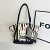 Moda de Comércio Exterior Transfronteiriço Versátil Bolsa Saco Listrada Grande Capacidade Bolsa Tote Feminina Bolsa de Ombro Simples Bolsa de Mão