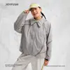 Jaqueta com Capuz de Gola Alta para Montanhismo ao Ar Livre Masculina Primavera e Outono Estilo Americano Marca Tendência Jaqueta Solta Casual Costurada
