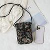 Bolsa Mini Pequeña Versátil Estilo Japonés Vintage de Lona Bordado Artístico para Mujer, Porta Teléfono, Bolso Cruzado